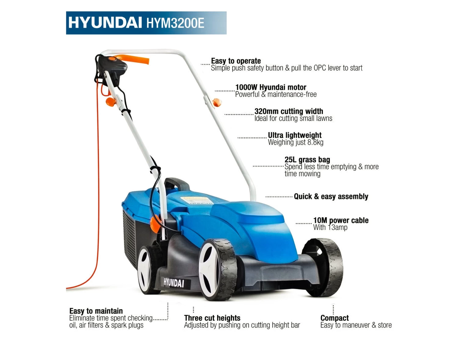 Hyundai Lawnmower 320mm Corded Electric 10 Hyundai Lawnmower 320mm Corded Electric - Image 8