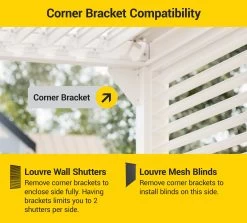 Louvre Roof System Wall Mount 3m X 3m White -Gardena Store louvre blinds shutters corner bracket compatibility 1 9