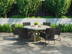 Tate Round Concrete Outdoor Dining Table -Gardena Store round contable tate concrete round outdoor dining table 3