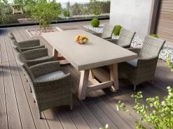 Tate Concrete Outdoor Dining Table With Elba Rattan Chairs -Gardena Store tate elba 01