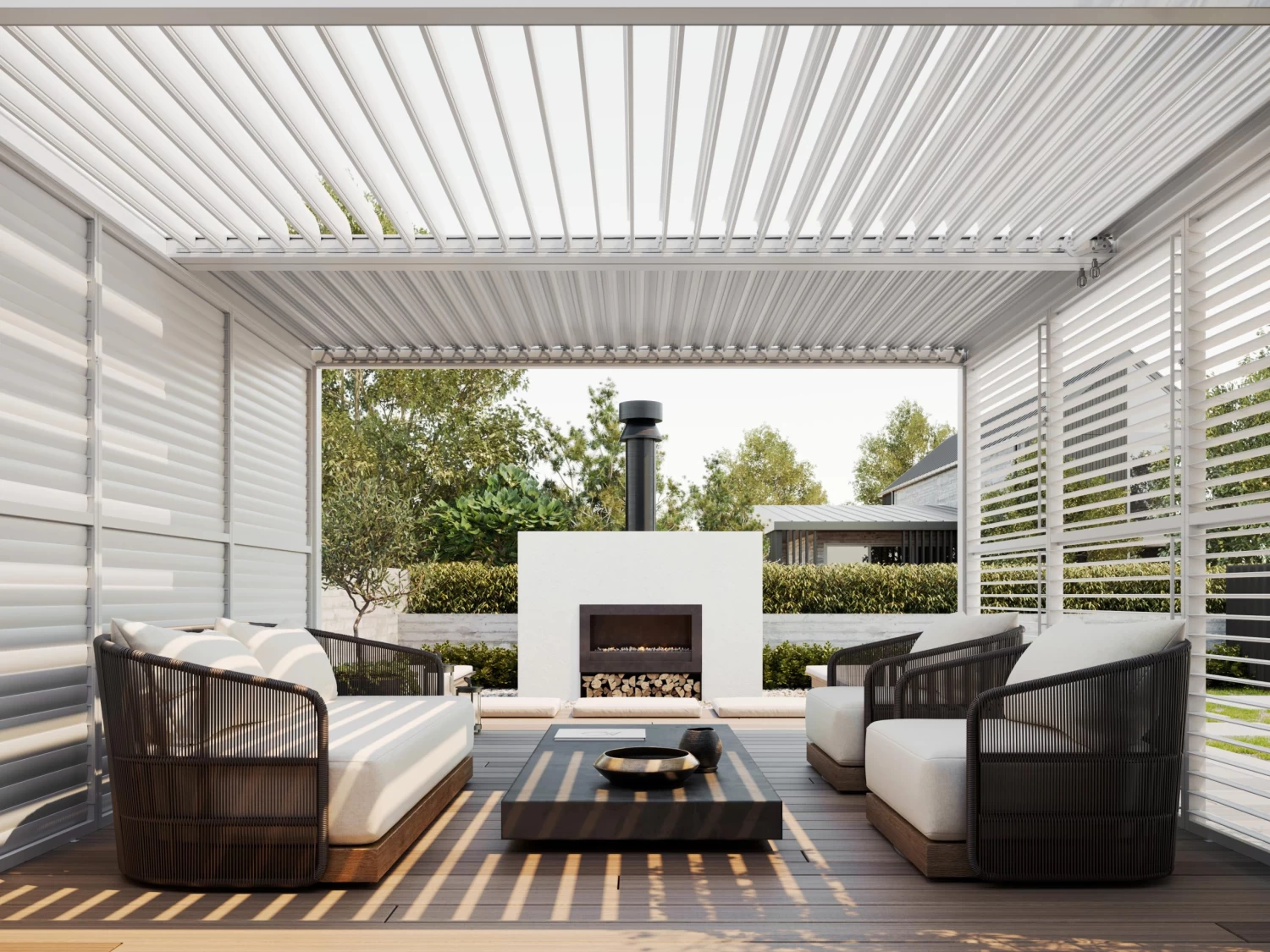 Louvre Roof System Wall Shutters 0.9m White 6 Louvre Roof System Wall Shutters 0.9m White - Image 4