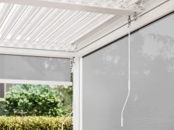 Louvre Roof System Mesh Blind 3.7m White -Gardena Store white mesh blinds close up b 1