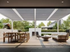 Louvre Roof System Wall Mount 6m X 4m White -Gardena Store white wall mounted louvre underneathe 6x4